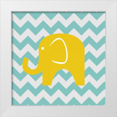Chevron Elephant White Modern Wood Framed Art Print by Harbick, N