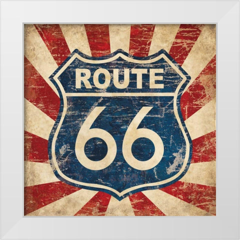 Route 66 I Sq White Modern Wood Framed Art Print by Harbick, N