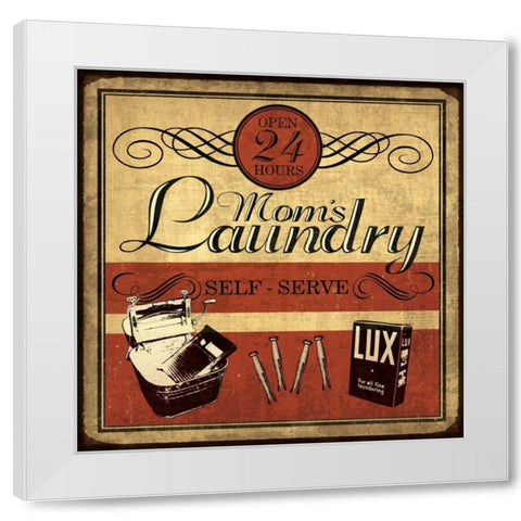 Self Serve Laundry Sq White Modern Wood Framed Art Print by Harbick, N