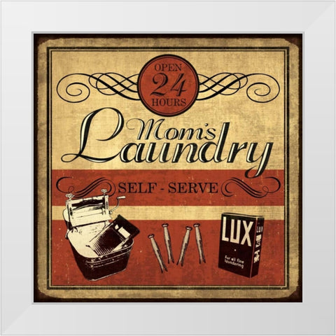 Self Serve Laundry Sq White Modern Wood Framed Art Print by Harbick, N