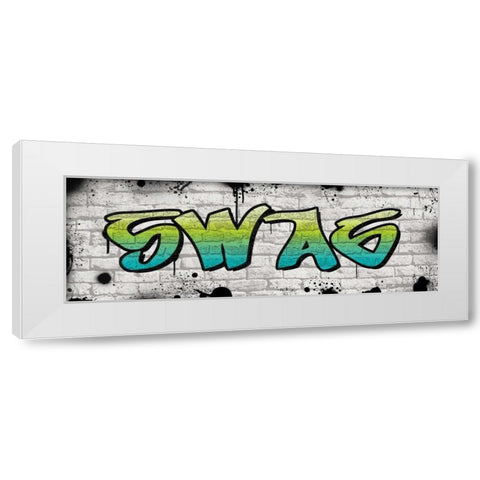 Swag Graffiti White Modern Wood Framed Art Print by Harbick, N