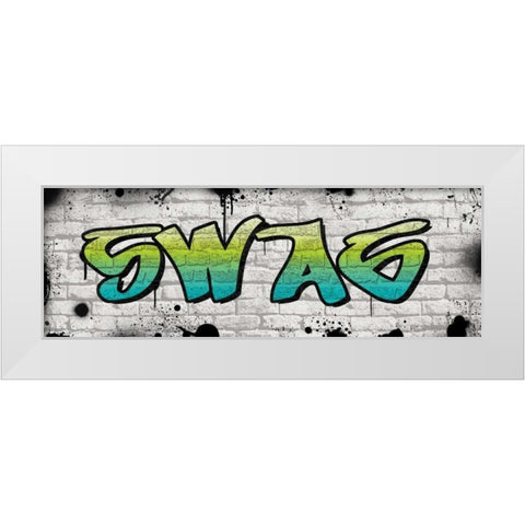 Swag Graffiti White Modern Wood Framed Art Print by Harbick, N