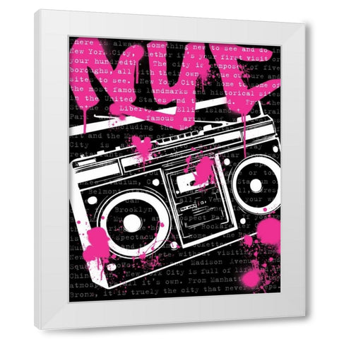 NYC Boom Box White Modern Wood Framed Art Print by Harbick, N
