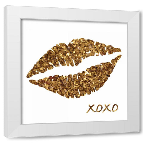 Glitter Lips Sq I White Modern Wood Framed Art Print by Harbick, N.