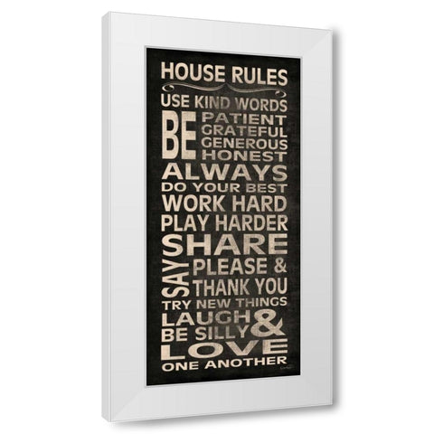 House Rules White Modern Wood Framed Art Print by Harbick, N.