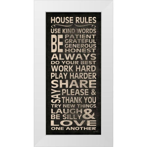 House Rules White Modern Wood Framed Art Print by Harbick, N.