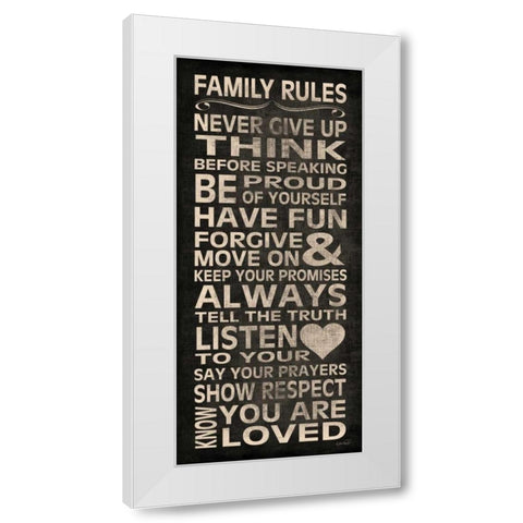 Family Rules White Modern Wood Framed Art Print by Harbick, N.