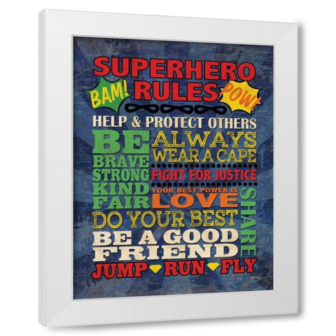 Superhero Rules White Modern Wood Framed Art Print by Harbick, N.