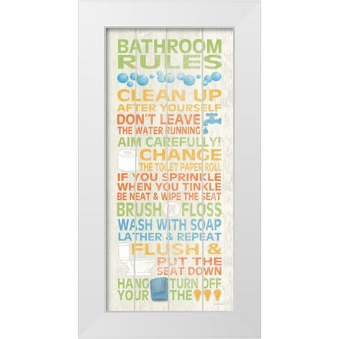 Bathroom Rules II White Modern Wood Framed Art Print by Harbick, N.