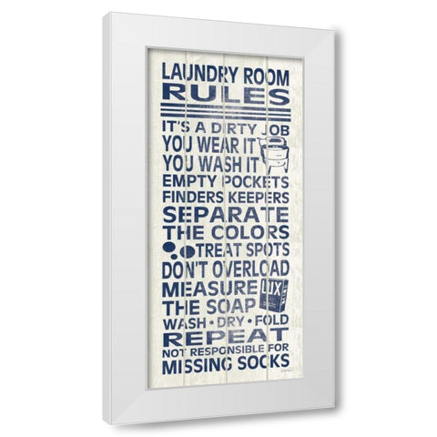 Laundry Room Rules White Modern Wood Framed Art Print by Harbick, N.