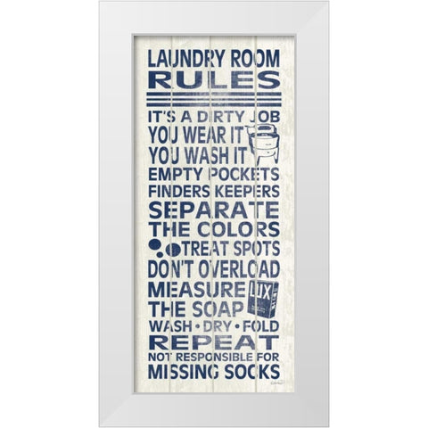 Laundry Room Rules White Modern Wood Framed Art Print by Harbick, N.