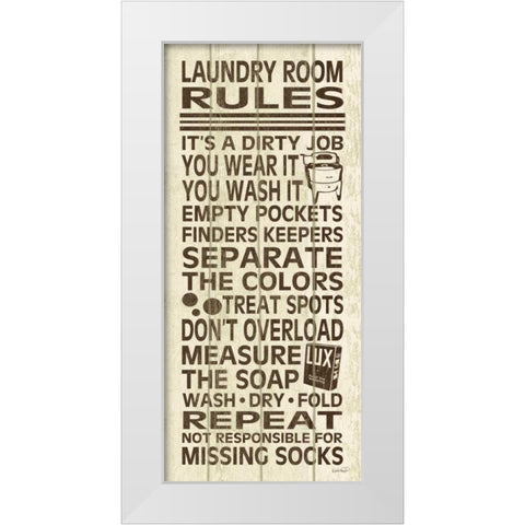Laundry Room Rules III White Modern Wood Framed Art Print by Harbick, N.