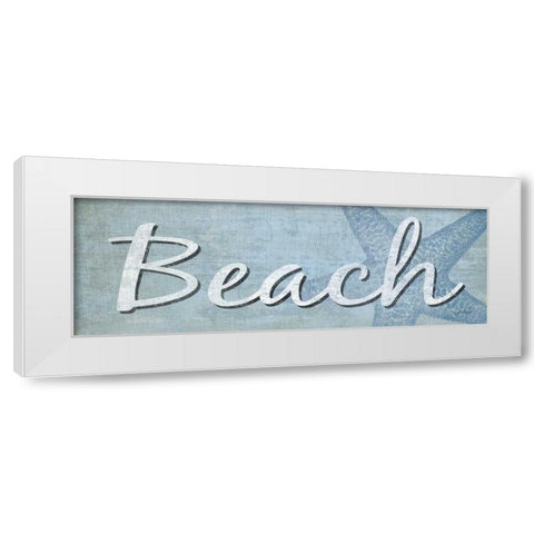 Blue Beach White Modern Wood Framed Art Print by Harbick, N.