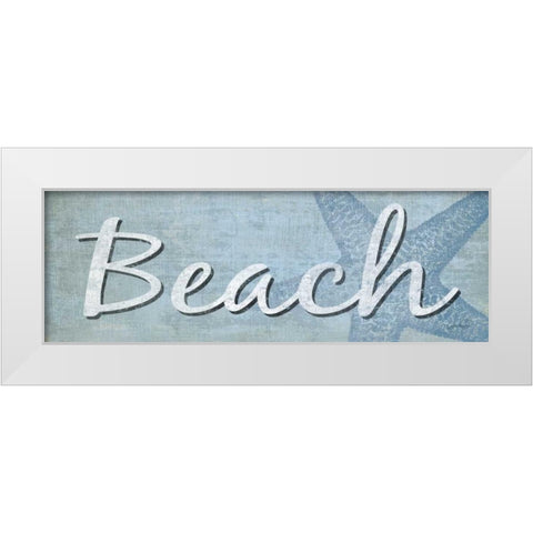 Blue Beach White Modern Wood Framed Art Print by Harbick, N.