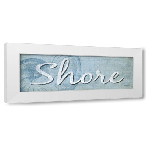 Blue Shore White Modern Wood Framed Art Print by Harbick, N.