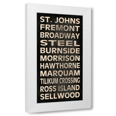 Portland Bridges White Modern Wood Framed Art Print by Harbick, N.