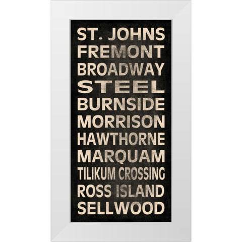 Portland Bridges White Modern Wood Framed Art Print by Harbick, N.