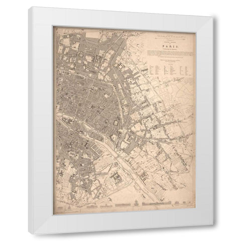 1833 Paris Map White Modern Wood Framed Art Print by Harbick, N.