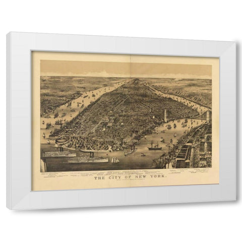 1889 NYC Map White Modern Wood Framed Art Print by Harbick, N.