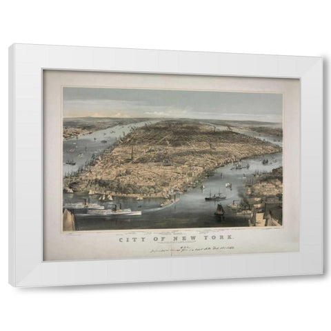 1856 NYC Map White Modern Wood Framed Art Print by Harbick, N.