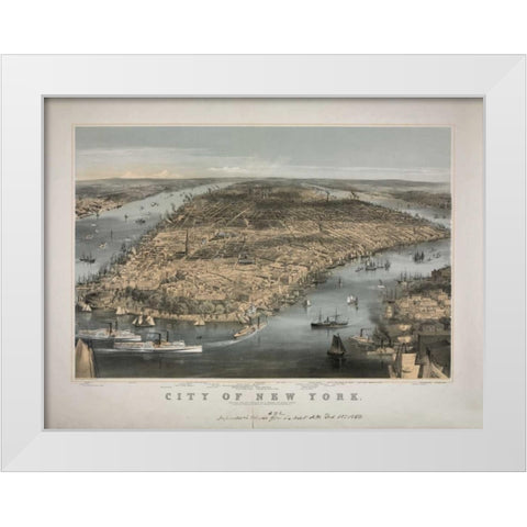 1856 NYC Map White Modern Wood Framed Art Print by Harbick, N.