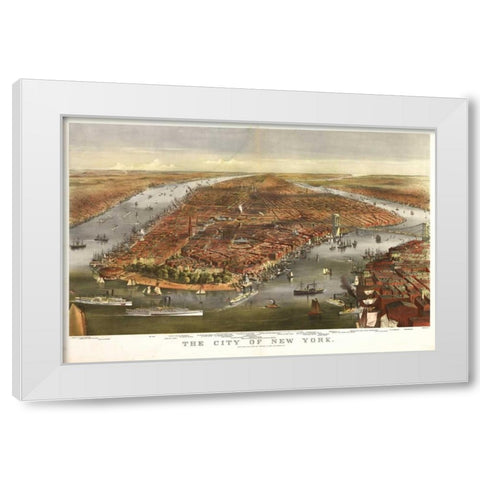 1870 NYC Map White Modern Wood Framed Art Print by Harbick, N.