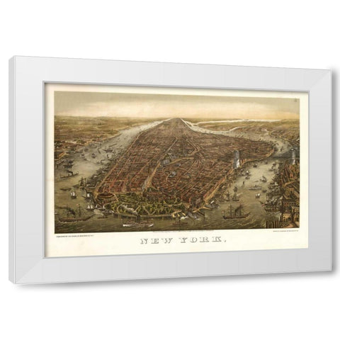1874 NYC Map White Modern Wood Framed Art Print by Harbick, N.