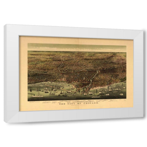 1892 Chicago Map White Modern Wood Framed Art Print by Harbick, N.