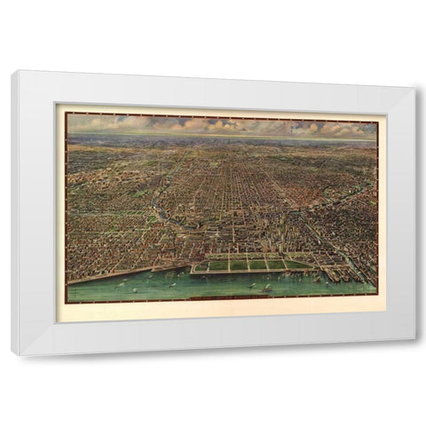 1916 Chicago Map White Modern Wood Framed Art Print by Harbick, N.
