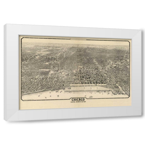 1910 Chicago Map White Modern Wood Framed Art Print by Harbick, N.