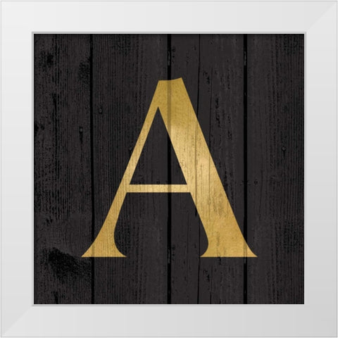 Gold Alphabet A White Modern Wood Framed Art Print by Harbick, N.