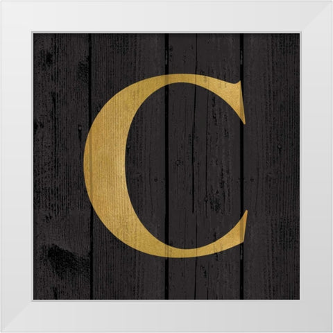 Gold Alphabet C White Modern Wood Framed Art Print by Harbick, N.