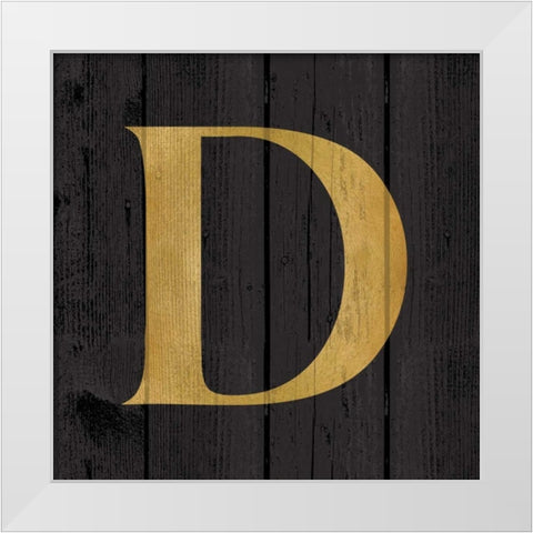 Gold Alphabet D White Modern Wood Framed Art Print by Harbick, N.