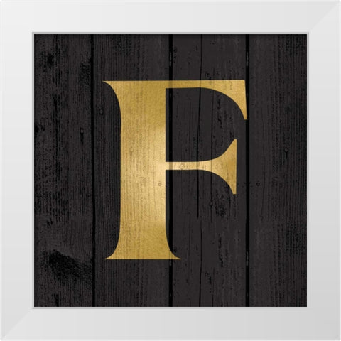 Gold Alphabet F White Modern Wood Framed Art Print by Harbick, N.