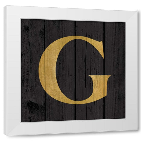 Gold Alphabet G White Modern Wood Framed Art Print by Harbick, N.