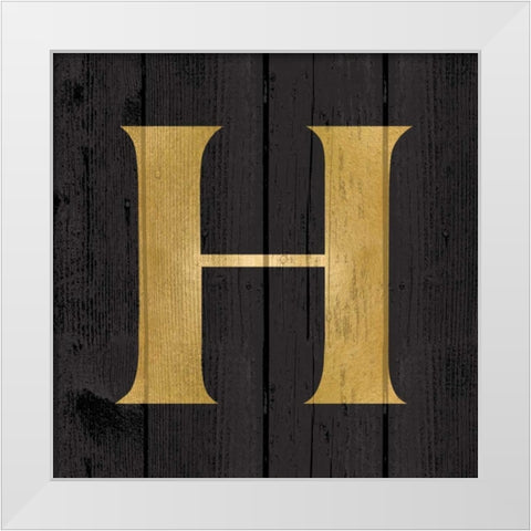 Gold Alphabet H White Modern Wood Framed Art Print by Harbick, N.