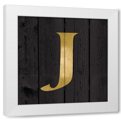Gold Alphabet J White Modern Wood Framed Art Print by Harbick, N.