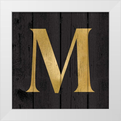 Gold Alphabet M White Modern Wood Framed Art Print by Harbick, N.