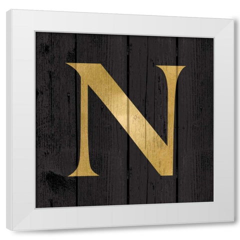 Gold Alphabet N White Modern Wood Framed Art Print by Harbick, N.