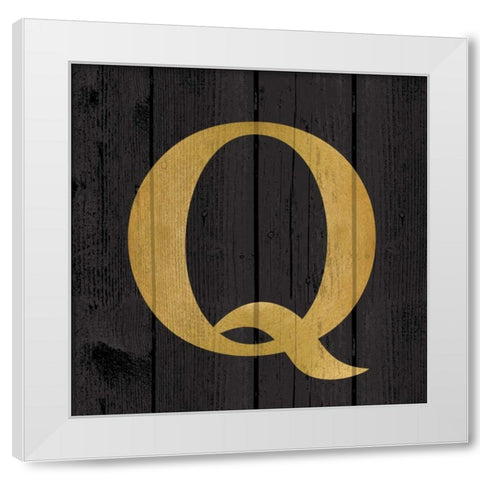 Gold Alphabet Q White Modern Wood Framed Art Print by Harbick, N.