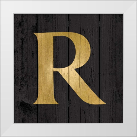 Gold Alphabet R White Modern Wood Framed Art Print by Harbick, N.