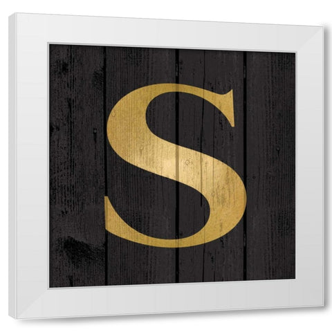 Gold Alphabet S White Modern Wood Framed Art Print by Harbick, N.