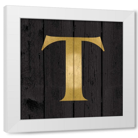Gold Alphabet T White Modern Wood Framed Art Print by Harbick, N.