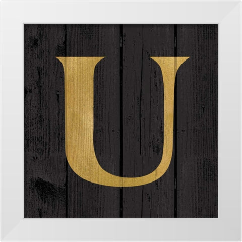 Gold Alphabet U White Modern Wood Framed Art Print by Harbick, N.