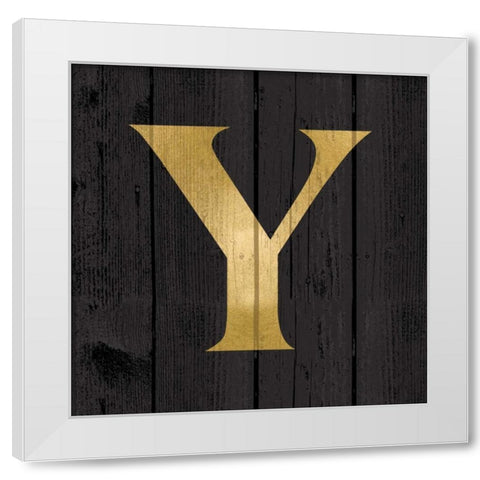 Gold Alphabet Y White Modern Wood Framed Art Print by Harbick, N.