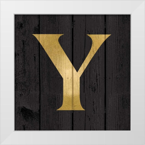 Gold Alphabet Y White Modern Wood Framed Art Print by Harbick, N.