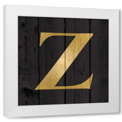 Gold Alphabet Z White Modern Wood Framed Art Print by Harbick, N.