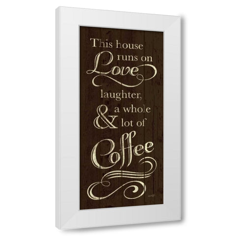 Runs on Coffee White Modern Wood Framed Art Print by Harbick, N.