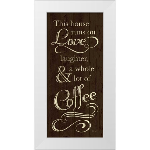 Runs on Coffee White Modern Wood Framed Art Print by Harbick, N.