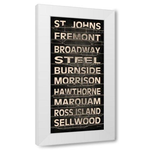 Portland Bridges II White Modern Wood Framed Art Print by Harbick, N.